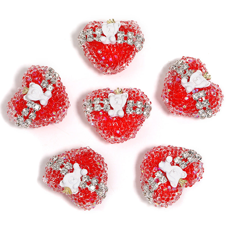 Wholesale 5pcs/pack Rhinestone Crown Bear Love Beads Shiny Sugar Beads